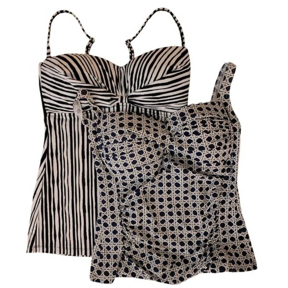 Bundle Of Black /White Tankini Tops - 6 black white prints , polyester spandex